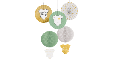 Decoratie Kit Hello Baby Groen/Goud (5st)