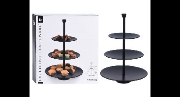Etagere 3-laags Mat Zwart - Excellent Houseware - 36,5cm