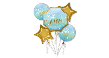 Folieballon Boeket Oh Baby! Blauw (5st)