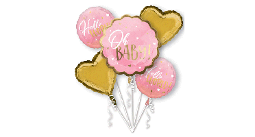 Folieballon Boeket Oh Baby! Roze (5st)