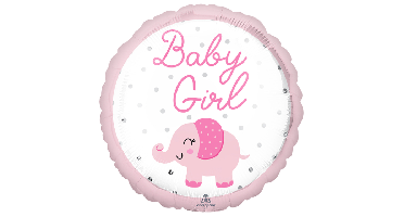 Folieballon Baby Girl Olifant Rond (43cm)