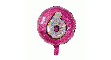 HELIUM Fballon Holografisch Cijfer 6 Roze (alleen afhalen)