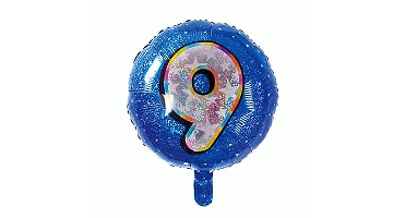 Folieballon Holografisch Cijfer 9 Blauw