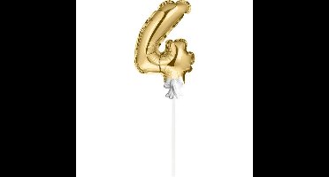 Mini Folieballon Caketopper Goud Cijfer 4