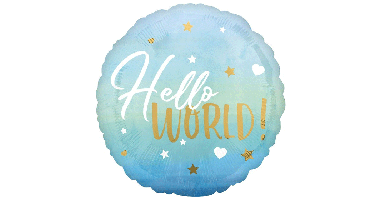 Folieballon Hello World! Blauw (43cm)