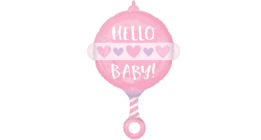 Folieballon Rammelaar Hello Baby! Roze (43x60cm)