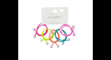 Haarelastiekjes Dubbel Neon met parels (5st)