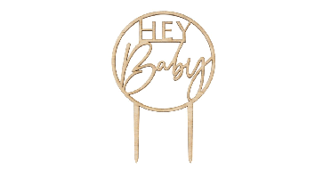 Houten Taarttopper Hey Baby Ginger Ray
