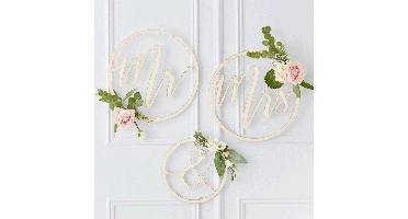 * Houten Decoratieringen Mr&Mrs Ginger Ray