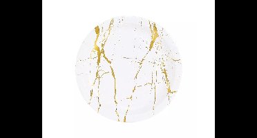 Kartonnen Bordjes Marble Goud 18cm (20st)