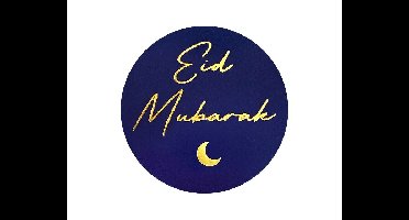 Stickers Eid Mubarak - Blauw&Goud - 24 stuks