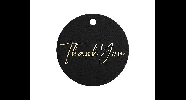 Hangkaartjes Thank You Zwart/Goud (12st)