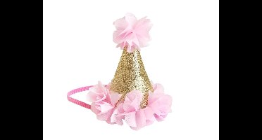 Feesthoedje Roze/Goud