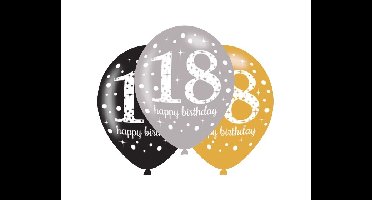 Ballonnen 18 Happy Birthday Sparkling (6st)