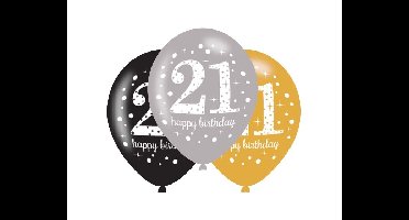 Ballonnen 21 Happy Birthday Sparkling (6st)