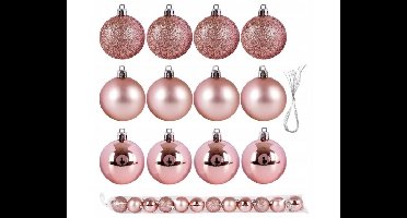 Kerstballen Roze - 50mm - 12 stuks