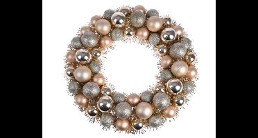 Kerstkrans Champagne met ballen - 39 cm