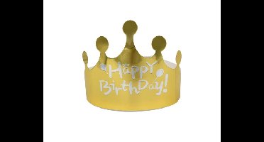 Papieren Kroontjes Happy Birthday Goud - 3 stuks