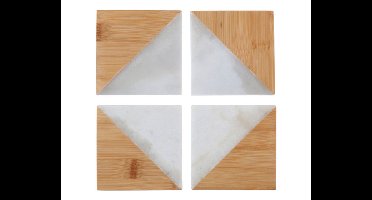 Onderzetter Marmer&Bamboe Rechthoek (4st)
