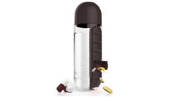 Waterfles met Pillendoos Zwart