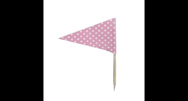 Prikkers Vlag Dots Roze/Wit (24st)
