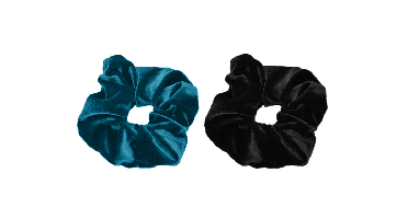 Scrunchie Haarelastiek Turquoise&Zwart (2st)