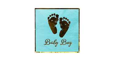 Servetten Baby Boy Voetjes Blauw/Goud (20st)