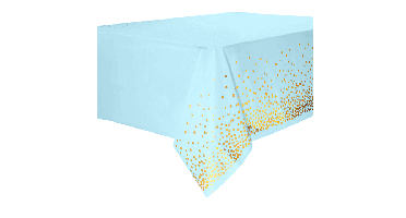 Plastic Tafelkleed Dots Blauw/Goud