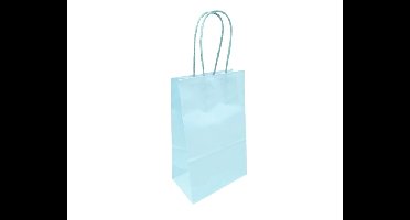 Papieren Tasjes Middel Pastel Blauw - 13x8x21cm - 10 stuks
