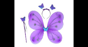 Vlinder Vleugels set Paars (3dlg)