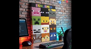 Gaming gepixelde gezichten gepersonaliseerd canvas schilderij