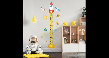 Ruimte racket muursticker groeimeter