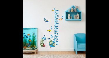 Anker met vissen muursticker groeimeter
