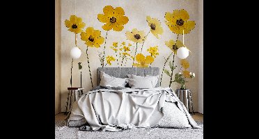 Delicate helenium bloemen slaapkamer muursticker