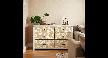 Beige klaprozen bloemen muursticker