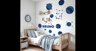 Blauwe astronomie elementen met naam muursticker