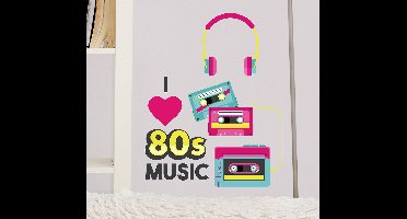 decoratie sticker I love 80s music