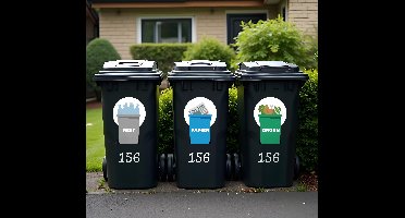 Huisnummer scheidingsronde container sticker