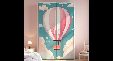 Witte en roze luchtballon meubel sticker