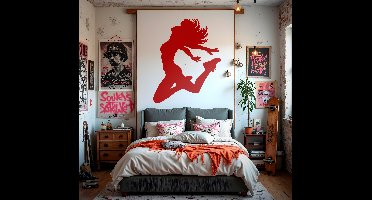 Vrouw maakt een salto sport sticker