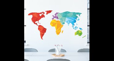Sticker geometrische wereldkaart