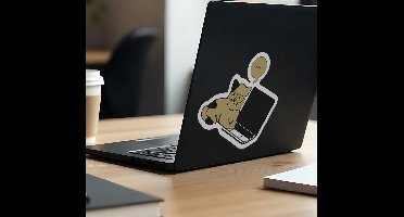 Bruine kat denkt laptop sticker