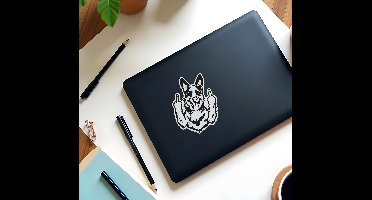 Middelvinger hond laptop sticker