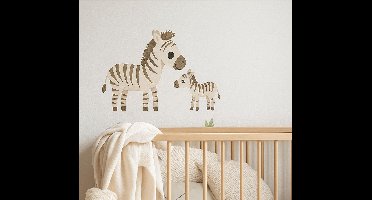Moeder en kind zebra muursticker kinderkamer