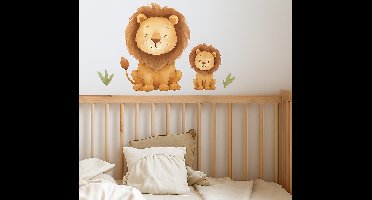 Vader en zoon leeuw muursticker kinderkamer