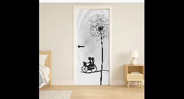 3d paardenbloem en fiets deursticker