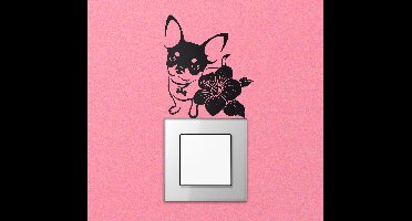 Schakelaar sticker chihuahua bloem