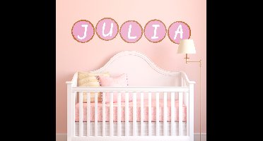 Muursticker naam beschuit met muisjes