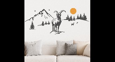 Berglandschap met geit muursticker
