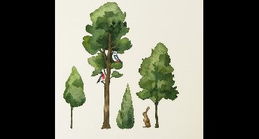 Aquarella houten bomen muursticker